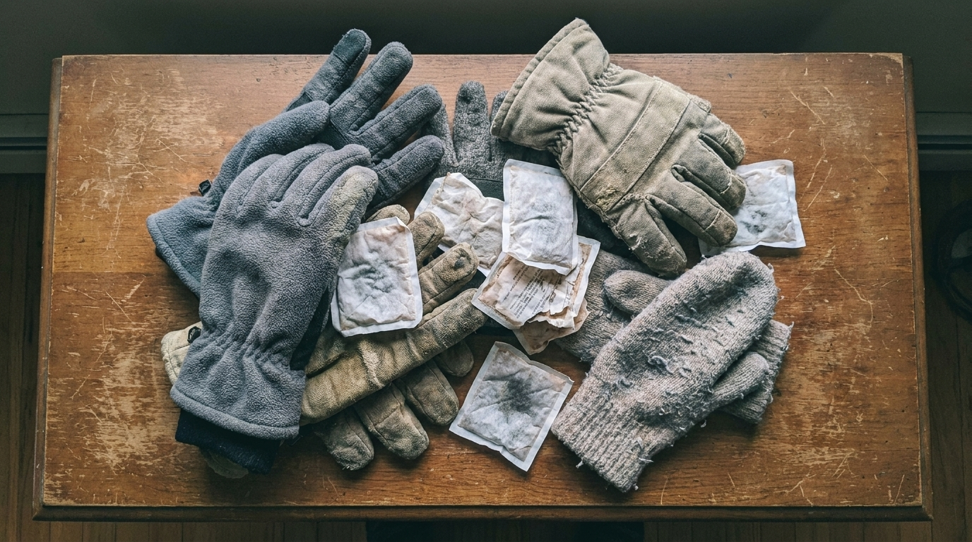 Dicke Handschuhe und Taschenwärmer im Vergleich